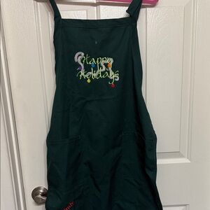 Green Holiday Apron with Embroidery